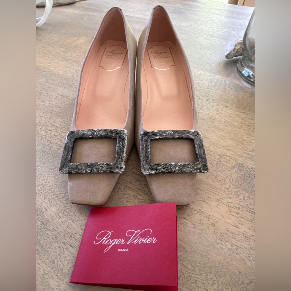 Roger Vivier Grey Suede Belle Vivier NEW! 37